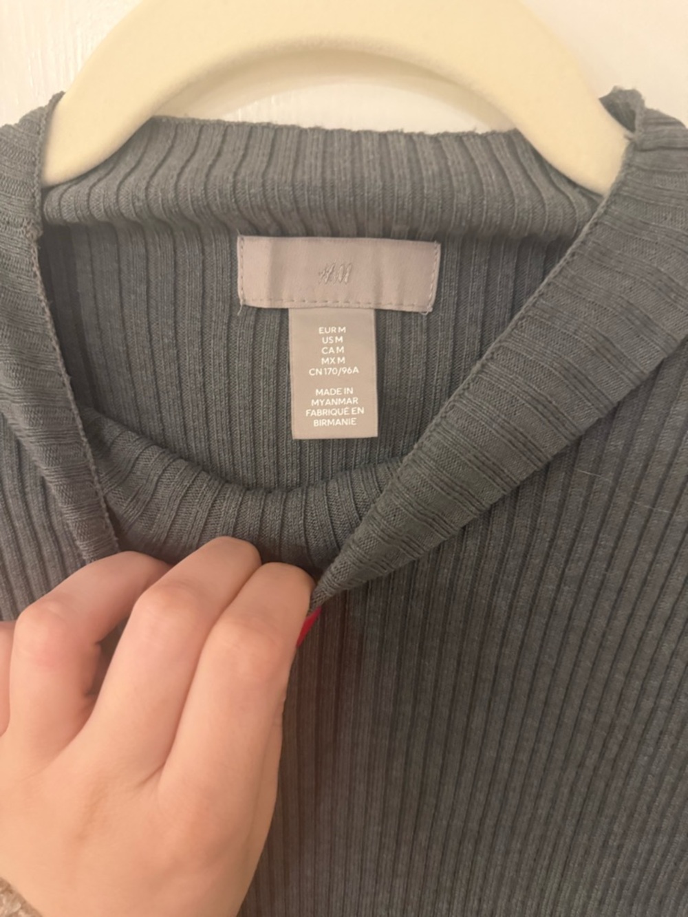 H&M Ribbed Long-Sleeve Top — Slate Gray - Picture 2 of 2